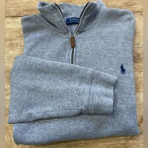 Polo by Ralph Lauren Men’s XL Gray 100% Cotton Quarter Zip Long Sleeve‎ Pullover